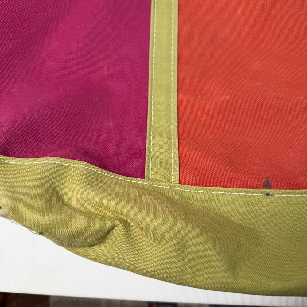 LL bean Boat And Tote Vintage Bag Large Color Block Monogram Canvas Fuchsia - Picture 2 of 16
